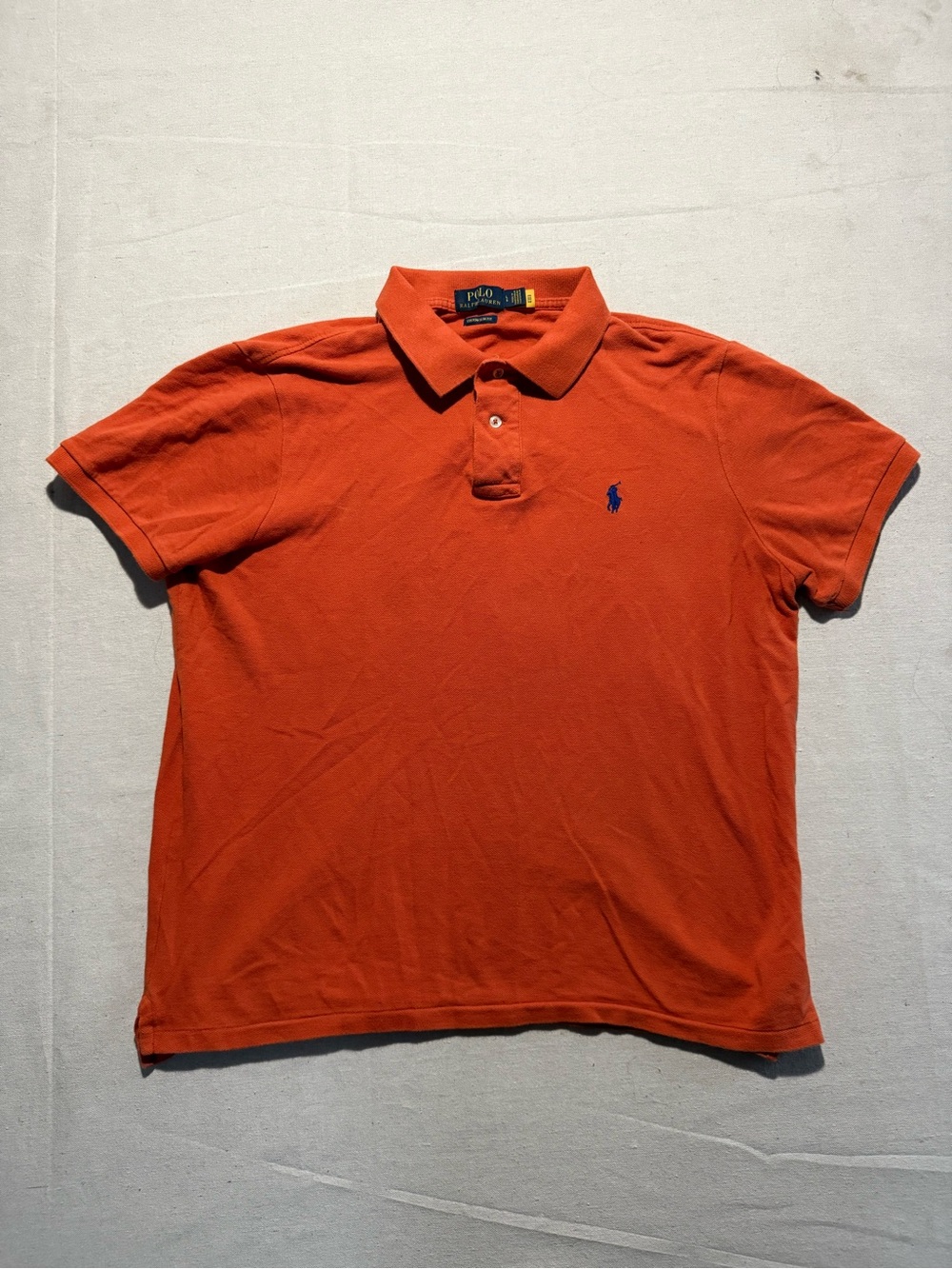Polo Ralph Lauren Custom Slim Fit Orange Pony Shirt Mens Large
